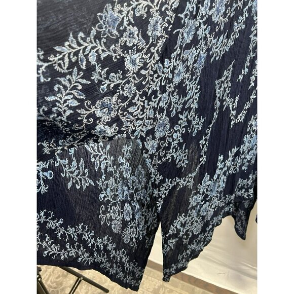 Bila Women's Maxi Dress Size Medium Blue Floral Sleeveless Boho Handkerchief Hem - Picture 5 of 9